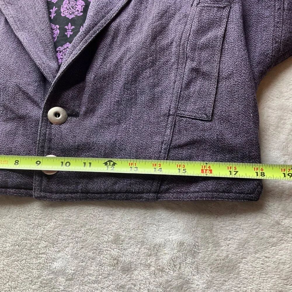 Vintage Liz Wear Women's Sz.Med-Large Cropped 90's Cotton Jacket purple Herringb - Picture 7 of 11